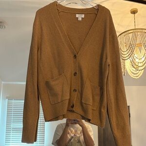 J. Crew Chestnut Brown V-Neck Button Pocket Cardigan